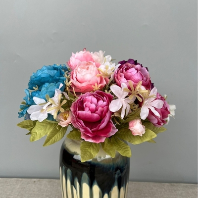 Simulierter himmlischer Duft Pfingstrosenstrauß Kunstblumen Pfirsichduft Kunststoff Hochzeitsrosen Wohnungsblumenarrangement Wohnzimmerdekoration