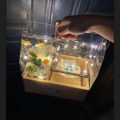 Blumenkuchenbox, transparente PVC-Fruchtblütenbox, Valentinstags-Blütenbox und beliebte Blumengutschachtel