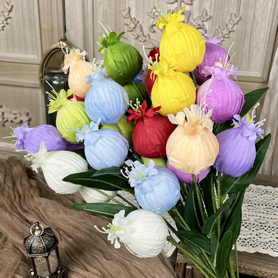 Ein guter Preis. Granatapfelfrucht-Fake-Blume-Simulationsstrauß, handgefertigte Blume für Hochzeitszwecke, künstliche Seidenblume, Hochzeitslandschaftsdekoration Online