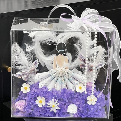 Acryl-Florausstattungskiste, frischer Blumenstrauß, Blumenkunstverpackungskiste, DIY-Material, wasserdicht, transparente, leichte Luxus-Souvenir-Geschenkbox
