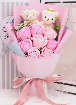 Ein guter Preis. Seife Rose Bouquet Geschenkbox Seife Kunstblume mit Bär und Led Geburtstag Valentinstag Hochzeitsgeschenk Online