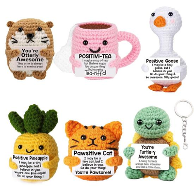 Ein guter Preis. Handmade Cotton Crochet Positive Animal Doll, Inspirational Emotional Support Gift for All Occasions Online