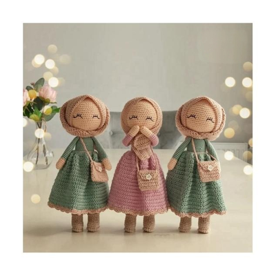 Ein guter Preis. Muslimische Hijab-Häkelpuppe, 11–30 cm, 100 % Baumwolle, Amigurumi für Ramadan/Eid-Geschenke Online