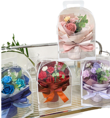 Ein guter Preis. Seife Rose Blumenstrauß Muttertagsgeschenk mit Handtasche Geschenkbox künstliche klare Blume Bogen Krawatte Blumen duftende Rose Online