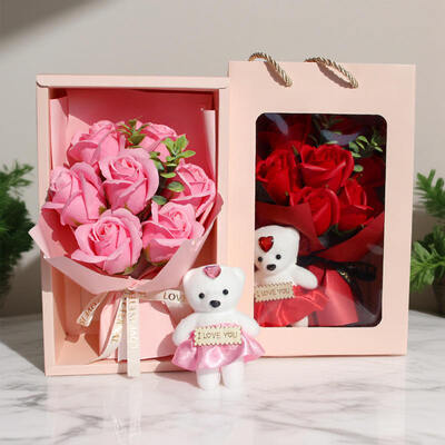 Ein guter Preis. Handgefertigter moderner Bärengestellter Seife Blumenstrauß 7 Rosen kreatives Geschenk zum Valentinstag Muttertag Lehrertag Online
