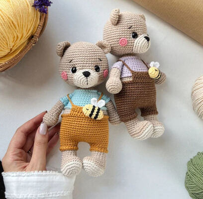 Ein guter Preis. Handgefertigte Häkel Amigurumi Bärenpuppe Baby Weiches Teddy Tier Spielzeug für Kinder Online