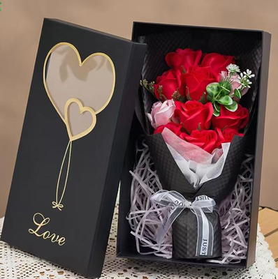 Ein guter Preis. 11 Köpfe künstlicher Rosen-Seifenblumenstrauß in Geschenkbox für Muttertag, Valentinstag und Weihnachtsgeschenke Online