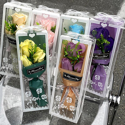 Ein guter Preis. Handgefertigte künstliche Seife Rose Mini Bouquet Klares Geschenkfach Moderne duftende Waschbare wasserdichte Seife Blume für den Muttertag Hochzeit Valentinstag Weihnachtsmodell Online