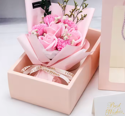 Ein guter Preis. Promotionelle künstliche Seifenblume Muttertag Valentinstag Geschenkstrauß Rosa Rose Handgemachte Seifen Geschenkbox Blumen Online