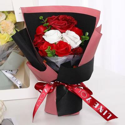 Ein guter Preis. Großhandel 11 Köpfe künstliche Rose Nelke Seife Blumenstrauß für Muttertag & Valentinstag Geschenk Online