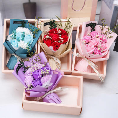 Ein guter Preis. Promotionelle künstliche Seifenblume Muttertag Valentinstag Geschenkstrauß Rosa Rose Handgemachte Seifen Geschenkbox Blumen Online