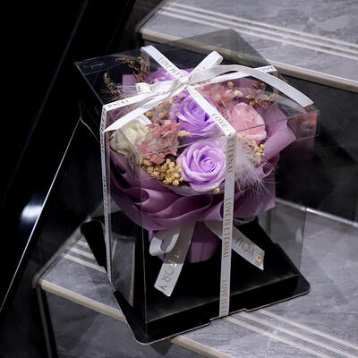 Ein guter Preis. Moderne handgefertigte Seife Rose Bouquet Quadrat Geschenkbox Öko Mehrfachverwendbarer Feiertag Handgefertigtes Festivalgeschenk Online