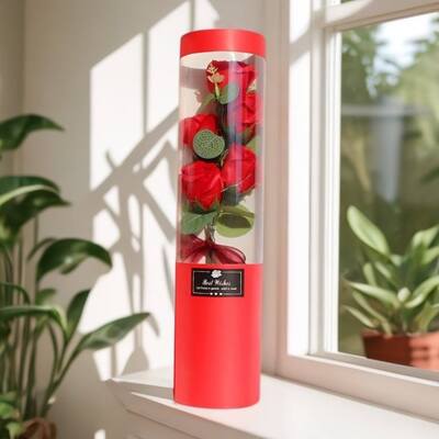 Ein guter Preis. Moderne handgefertigte wasserdichte Seife Rose Bouquet Transparente Zylinder Geschenkbox Online