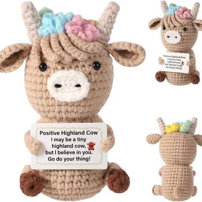 Ein guter Preis. 100 Stile Mini Positive Kartoffel Handgefertigt Inspirations-Häkeln Strick Puppe Emotionale Unterstützung Geschenk Strick Positive Highland Kuh Online