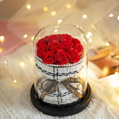 Ein guter Preis. Valentinstag Rose Seife Blumengeschenk in Glaskuppel 32*17cm Evermore Handgefertigtes Kunstdekor Geschenk Online