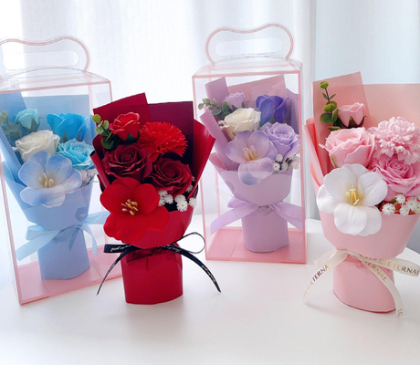 Ein guter Preis. Künstlicher Seife Blumenstrauß mit transparenter Geschenkbox Konservierter Rosenkohlblume zum Muttertag Valentinstagsgeschenk Online