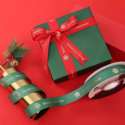 Ein guter Preis. Druck-rotes Weihnachtsband des Polyester-Satin Grosgrain-Band-25mm Online