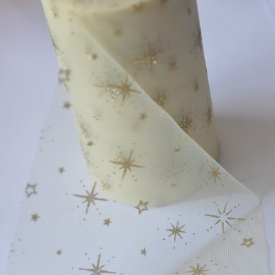 Ein guter Preis. Goldfunkeln-Tulle-Organza-Gewebe Rolls stempelte glänzendes Tulle-Gewebe Rolls 6 Zoll Online